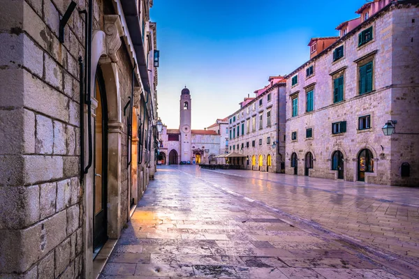 Dubrovnik Strada Famosa Vista Panoramica Mattutina Nella Famosa Strada Stradun — Foto Stock