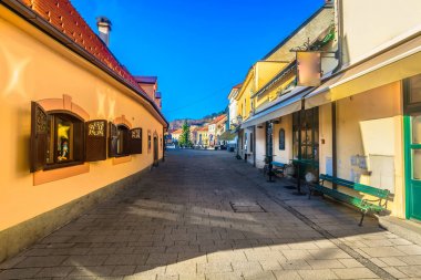 Samobor mimari renkli görünümü. / Samobor şehir merkezi Hırvatistan, popüler doğal profili seyahat hedefleri.