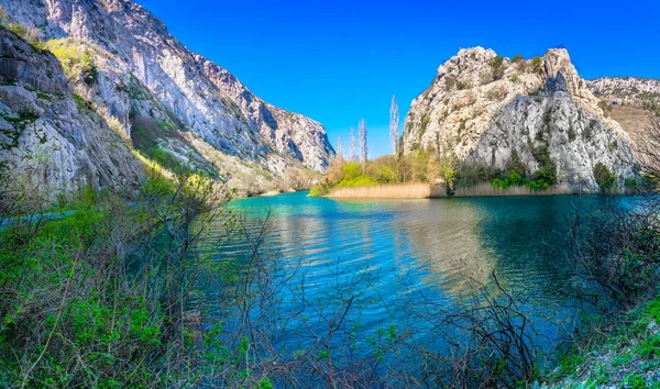 Cetina Rivier Panorama Landschap Panorama Rivier Cetina Buurt Van Stad — Stockfoto