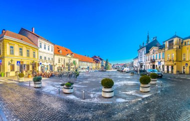 Samobor şehir merkezi panoramik. / Tarihi kent Samobor başkenti Zagreb, popüler turist resort Kuzey Hırvatistan banliyösünde Panoraması.