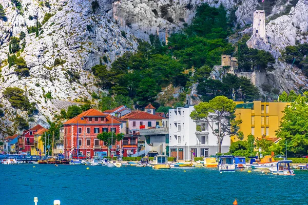 Omis Town Seafront Scenery Seafront View Omis Medieval Town Dalmatia — Stock Photo, Image