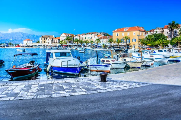 Brac Supetar Riva Paseo Marítimo Vista Panorámica Pintoresca Ciudad Supetar — Foto de Stock