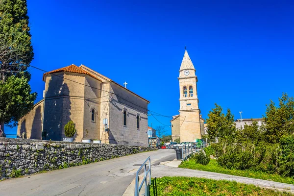 Monumento Igreja Paroquial Stobrec Vista Panorâmica Igreja Medieval Pequena Cidade — Fotografia de Stock