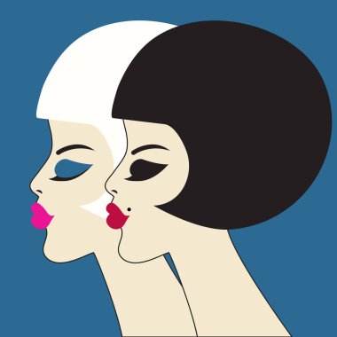  İki zarif kadın profilleri