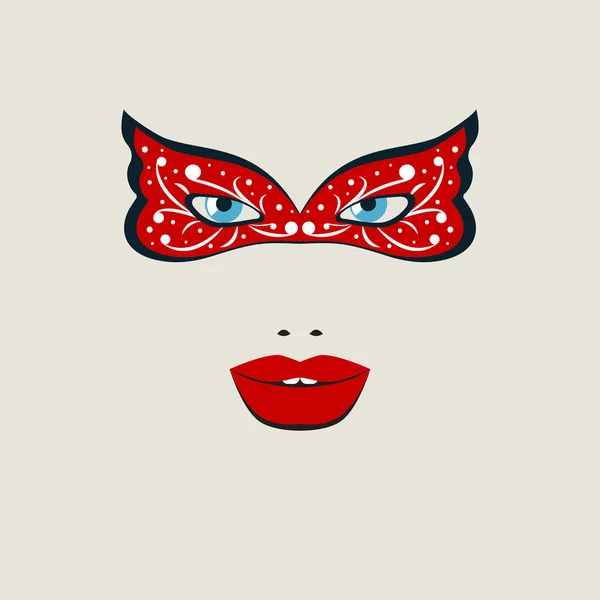 Лицо в красной маске театра — стоковый вектор