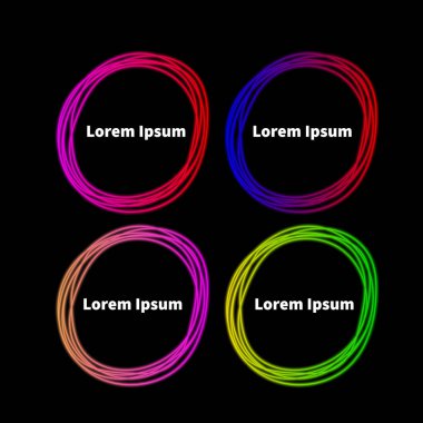 Set elle çizilmiş neon daireler