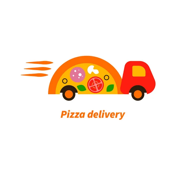 Pizza levering vrachtwagen — Stockvector