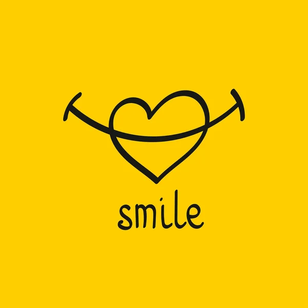 Smiley dessiné à la main avec coeur — Image vectorielle