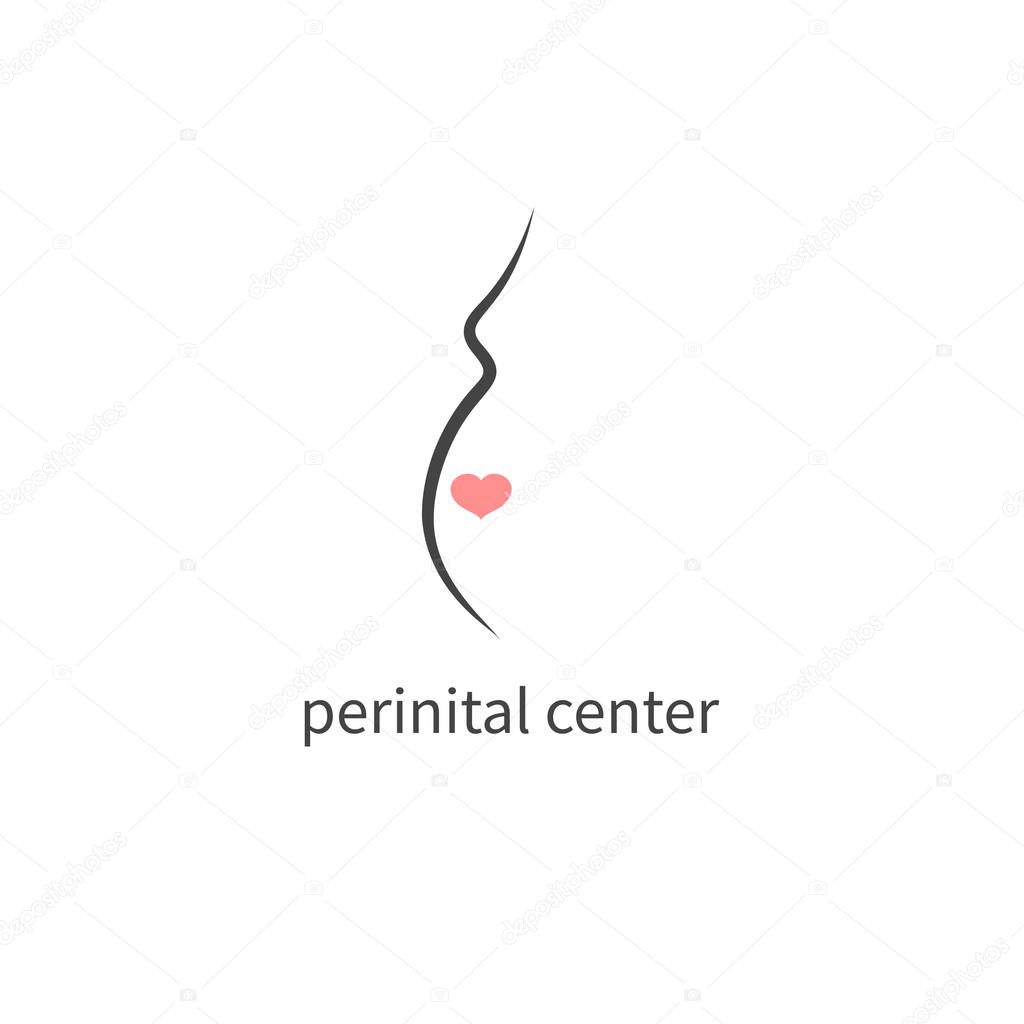 Pregnancy minimal logo with heart, vector pregrant icon
