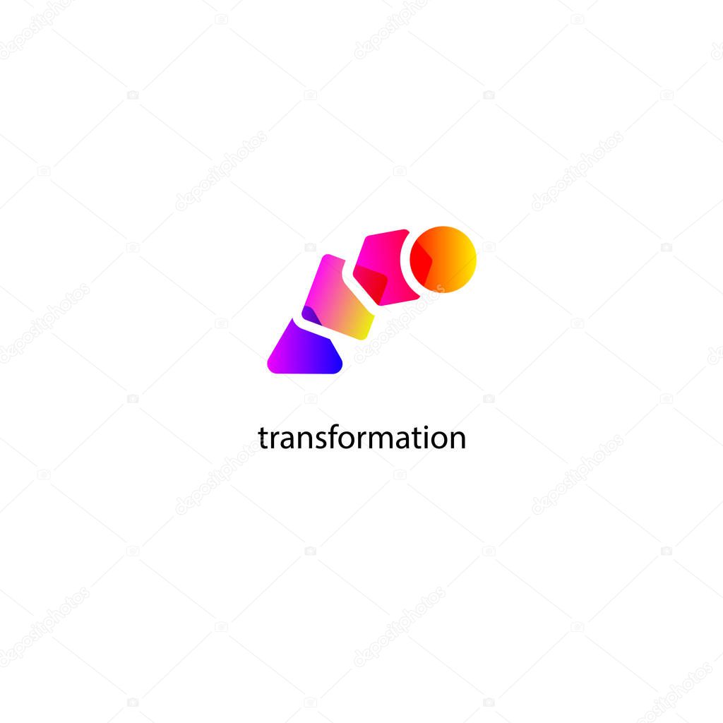 Logo transform, icon change, growth, symbol training, evolution, business development, logo education, business coach, evolution sign, personal life coaching Vector illustration