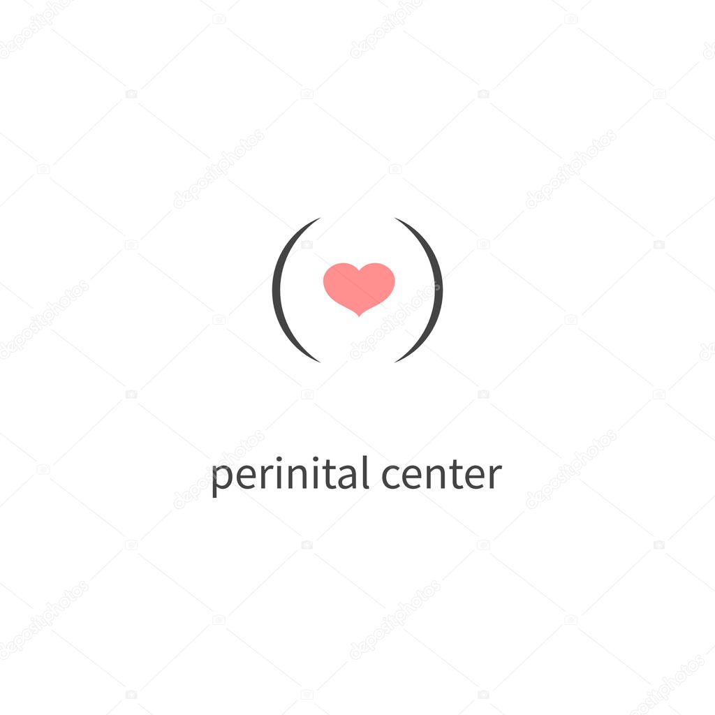 Pregnancy logo with heart, vector pregrant icon