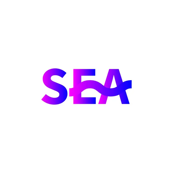 Palabra de mar, letras de degradado — Vector de stock