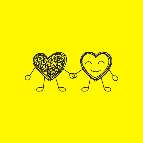 Deux cœurs doodle — Image vectorielle