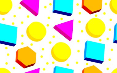 Geometrik memphis 3D desen