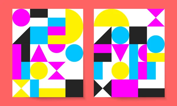 Minimalny Plakat Geometryczny Bauhaus Okładka Książeczki Broszura Szablon Kolorów Wektorowych — Wektor stockowy