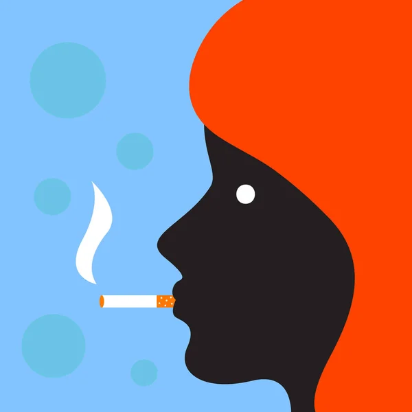Perfil da mulher com cigarro — Vetor de Stock