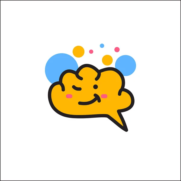 Happy cartoon brain icon — Stockvector