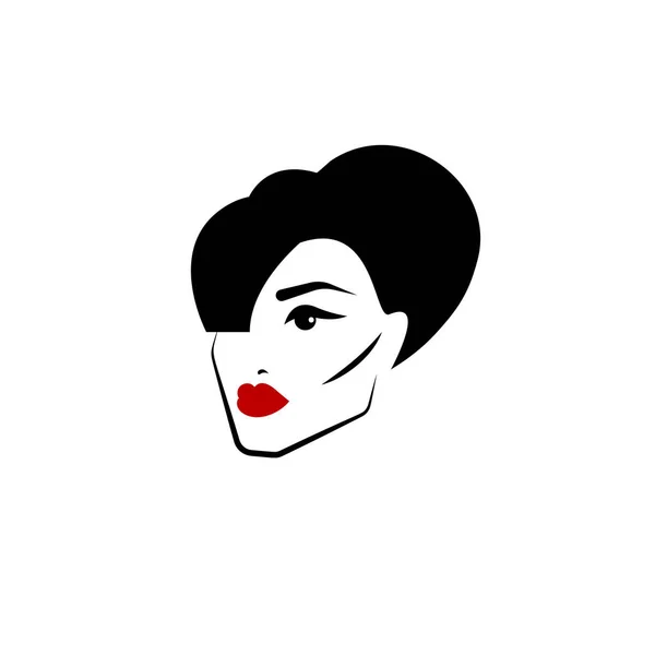 Mujer con labios rojos — Vector de stock