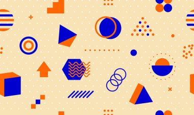 Kusursuz memphis deseni, soyut geometrik arkaplan