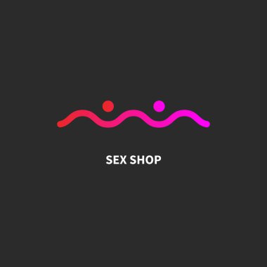 Seks dükkanı logosu, soyut kadın göğüslerine sahip seks kulübü ikonu, minimum vektör grafik tasarımı