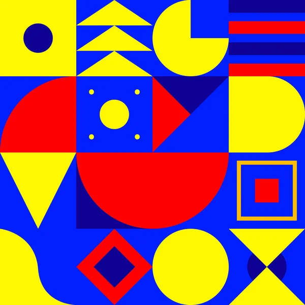 Geometrický Vzor Bauhaus Pozadí Bezproblémové Moderní Vzor Tvary Kruh Trojúhelník — Stockový vektor