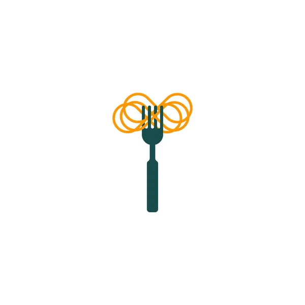 Πιρούνι Και Ζυμαρικά Minimal Λογότυπο Σύμβολο Ζυμαρικών Ιταλική Τροφίμων Στοιχείο — Διανυσματικό Αρχείο