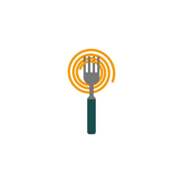 Πιρούνι Και Ζυμαρικά Minimal Λογότυπο Σύμβολο Ζυμαρικών Ιταλική Τροφίμων Στοιχείο — Διανυσματικό Αρχείο