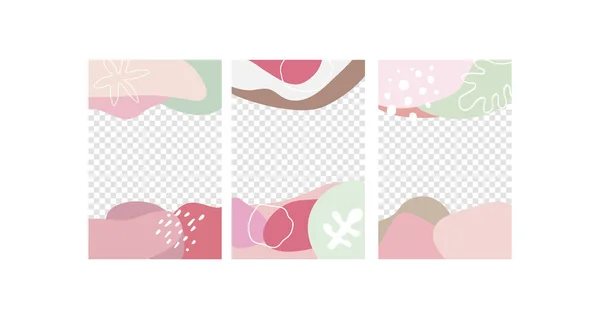 Пастельный Органический Ручной Рисунок Плакат Прозрачным Фоном Свободные Формы Розовый — стоковый вектор
