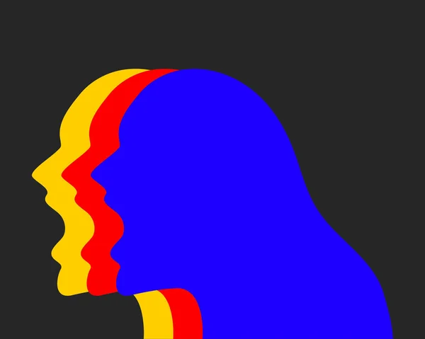 怒りの叫びの女性のシルエット 侵略の象徴 フラットイラスト — ストックベクタ