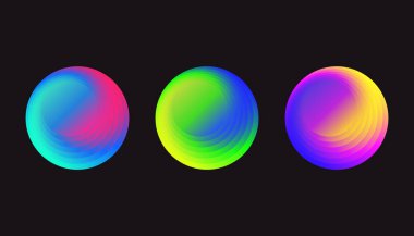 Yuvarlak Logo elementi. İletişim, Telekomünikasyon, İnternet ya da Ağ logosu şablonu. Katmanlı eğim çemberi. Gezegen simgesi.