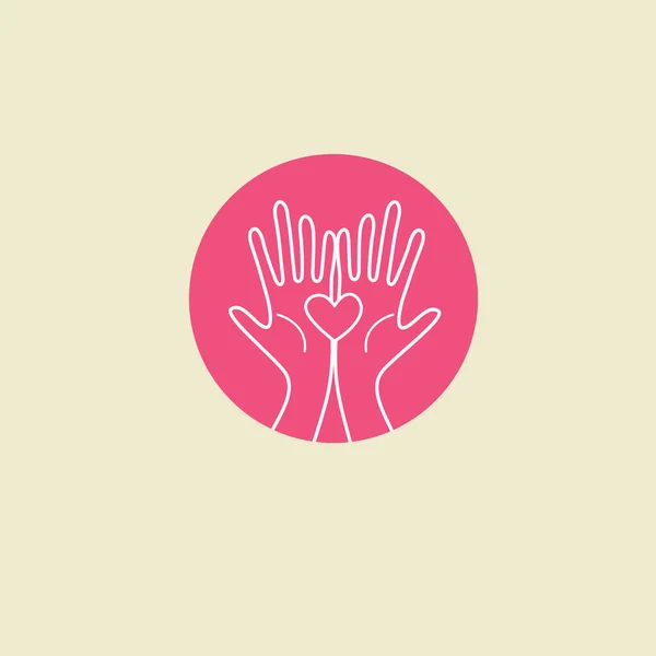 Herz Der Hand Konzept Der Freiwilligen Hilfe Wohltätigkeitsstiftung Konzept Von — Stockvektor