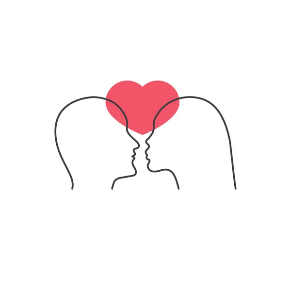 男人和女人的简况爱情和两性关系的象征 家庭心理学家Logo 爱上红心的夫妻 — 图库矢量图片