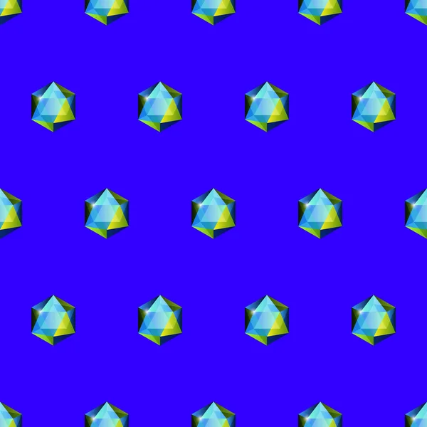 Gemas Sobre Fondo Azul Patrón Gemas Joyería Azul Seamleass Para — Vector de stock