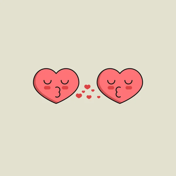 Dwa Całujące Się Czerwone Serca Ikona Miłości Symbol Randkowy Online — Wektor stockowy
