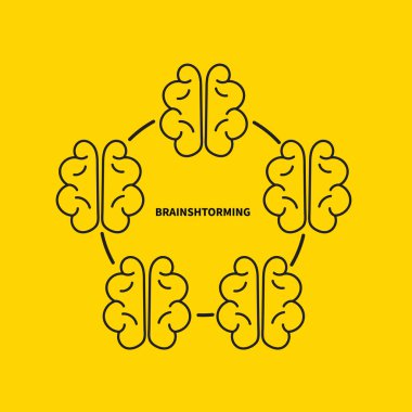 Takım çalışması fikri, beyin fırtınası, iş konsepti. Tecrübe simgesi değişimi. Takım el çizimi logo