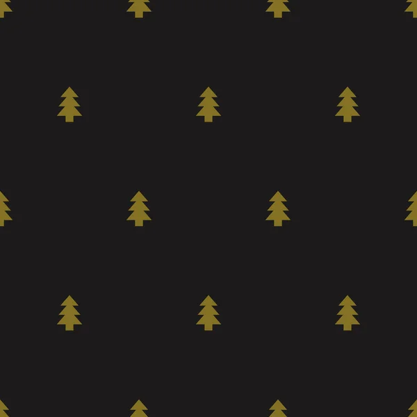 Маленькие Золотые Деревья Черном Фоне Бесшовный Рисунок Рождественской Елки Оберточной — стоковый вектор