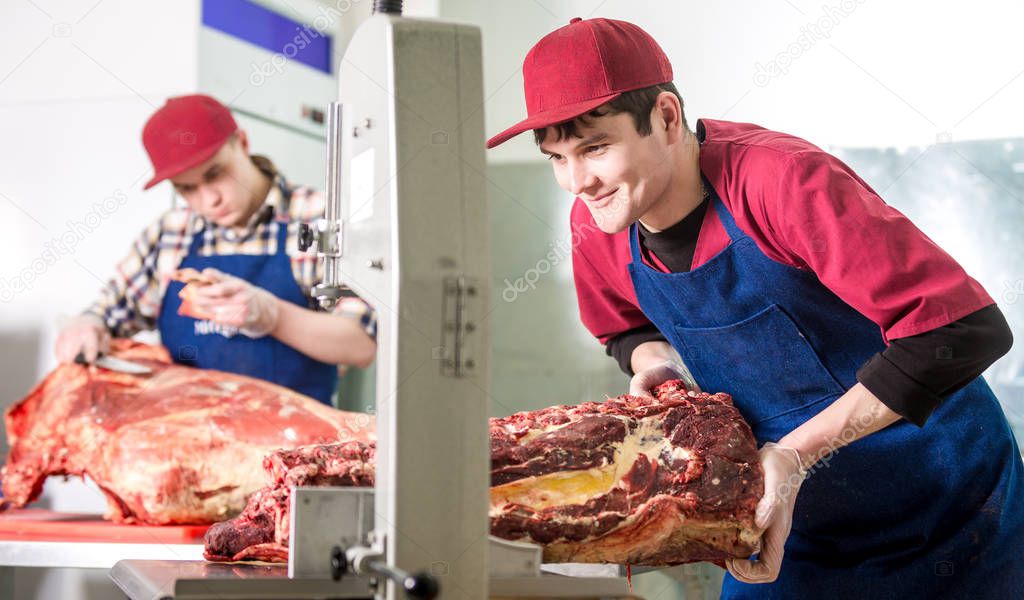 Worker at a meat factory