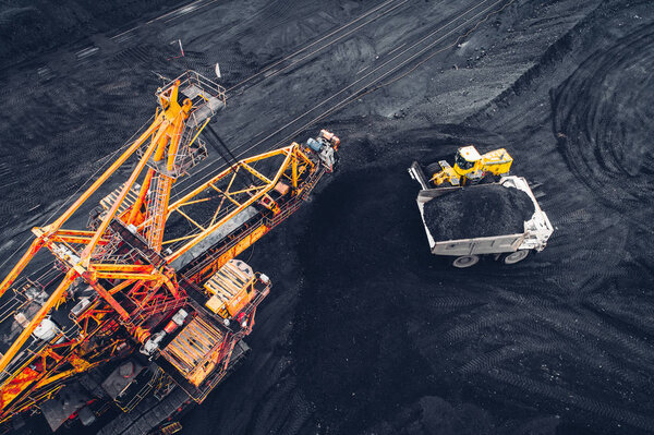 Coal mining at an open pit