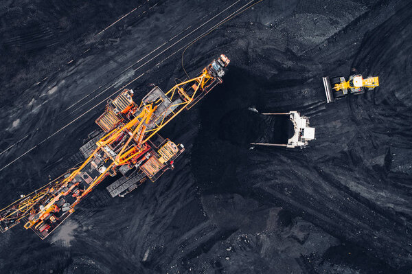 Coal mining at an open pit