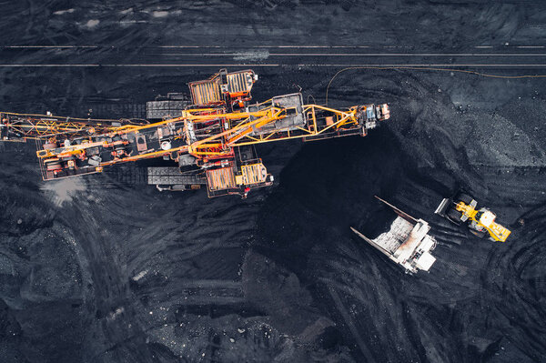 Coal mining at an open pit