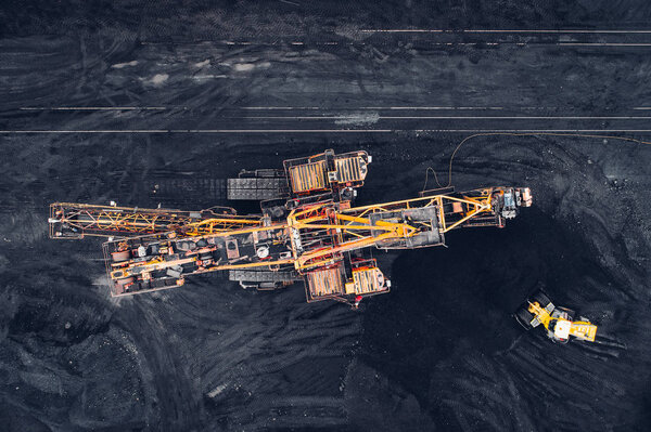 Coal mining at an open pit