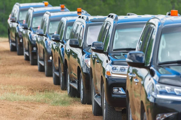 Cortege of black suvs — Stock Photo, Image