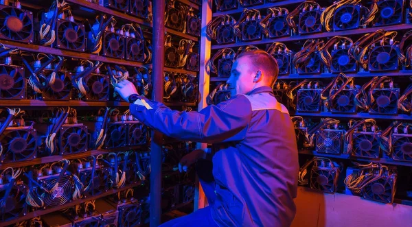 Minero bitcoin criptomoneda — Foto de Stock