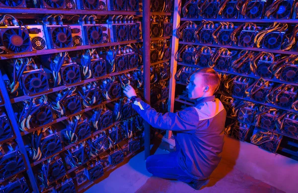 Minero bitcoin criptomoneda — Foto de Stock