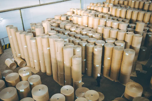 Stockage papier carton usine de papier beaucoup de bobine — Photo