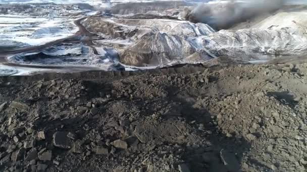 Coal mining mine open pit aerial view above industry — Stok video