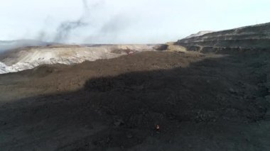 coal mining mine open pit aerial view above industry 