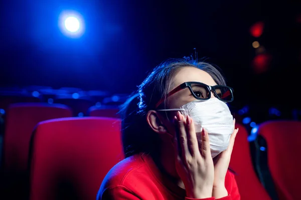 sick person cinema mask watch movie public virus
