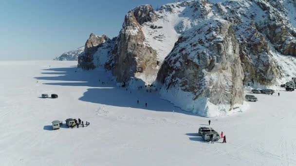 Baikal olkhon inverno turismo ilha lago Rússia — Vídeo de Stock