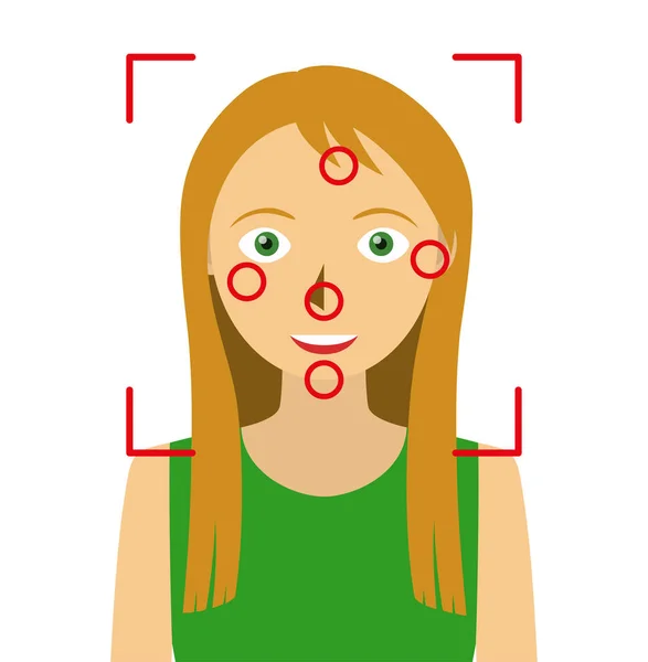 Gesichtserkennung. Biometrische Identifizierung. — Stockvektor
